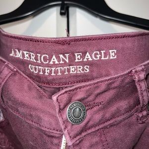 Maroon jean shorts